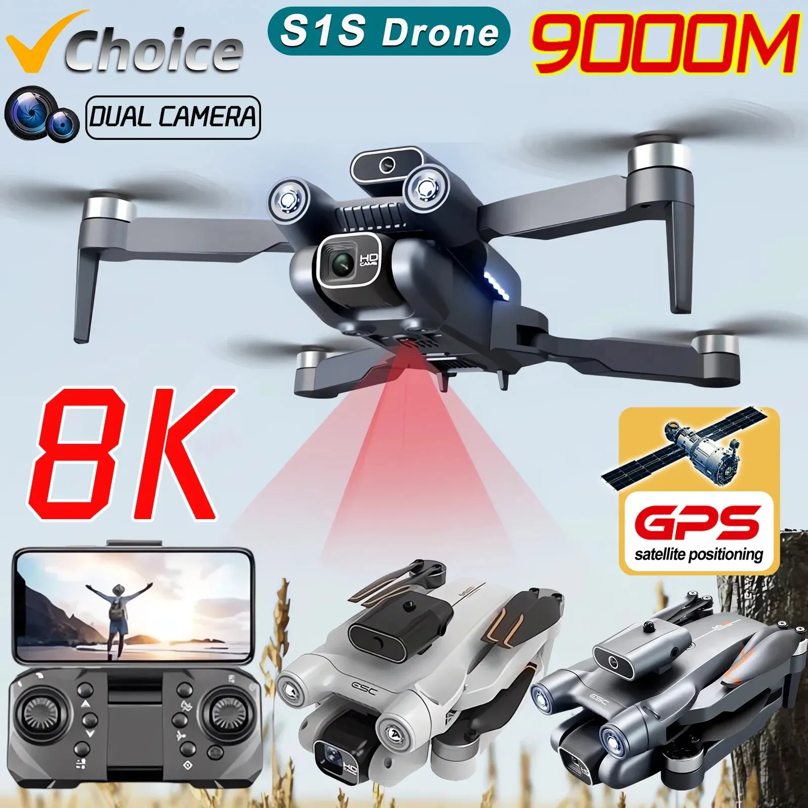 Drone Gimbal Brushless - S1S Drone kamera GPS 5G 8K