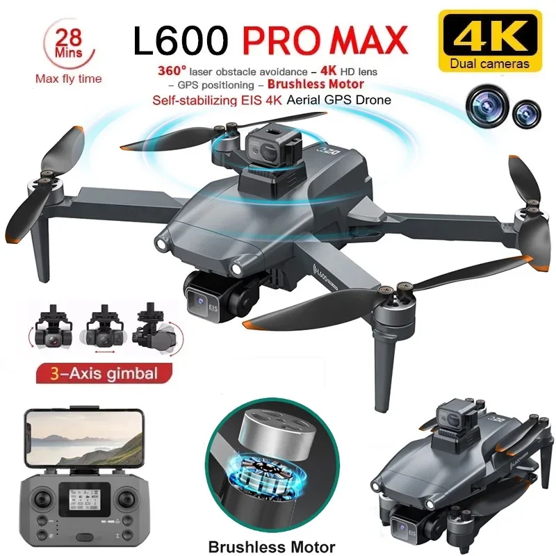 Drone Gimbal 3 Axis - L600 PRO MAX Drone GPS profesional,