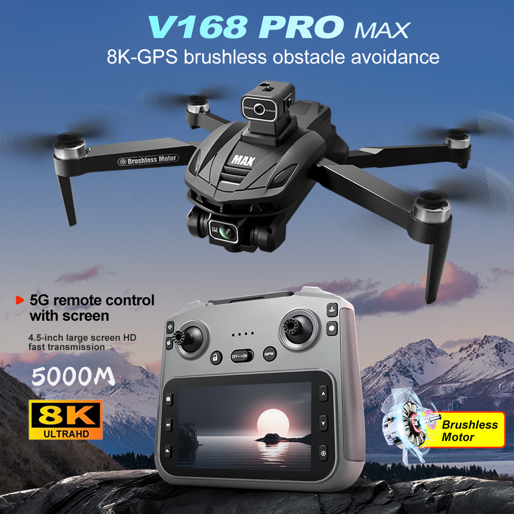 V168 PRO Max GPS Drone 8K Prof - Drone Gimbal Brushless ulasan dan harga